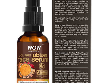 Wow Skin Science Oil-Free Ubtan Face Serum - 30 ml