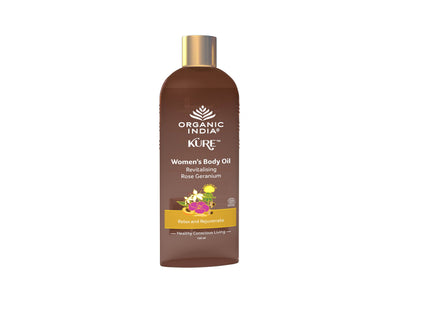 Organic India Women's Body Oil Rose Geranium - 120 ml