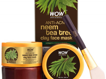 Wow Skin Science Anti-Acne Neem & Tea Tree Clay Face Mask - 200 ml
