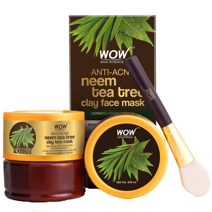 Wow Skin Science Anti-Acne Neem & Tea Tree Clay Face Mask - 200 ml