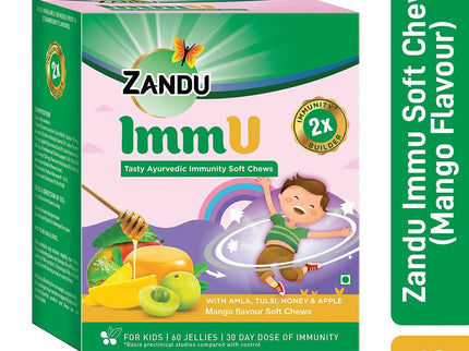 Zandu ImmU Tasty Ayurvedic Soft Chews For Kids Mango Flavour