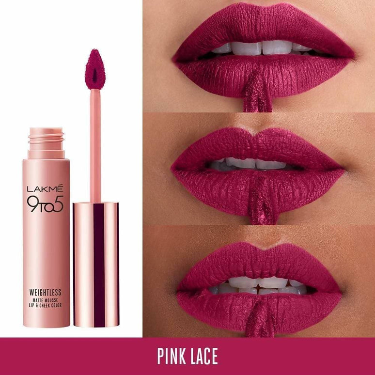Lakme 9 To 5 Weightless Matte Mouse Lip & Cheek Color  Pink Lace - 9 gms
