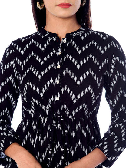 Anayna Women Black Printed Fit and Flare Dress
