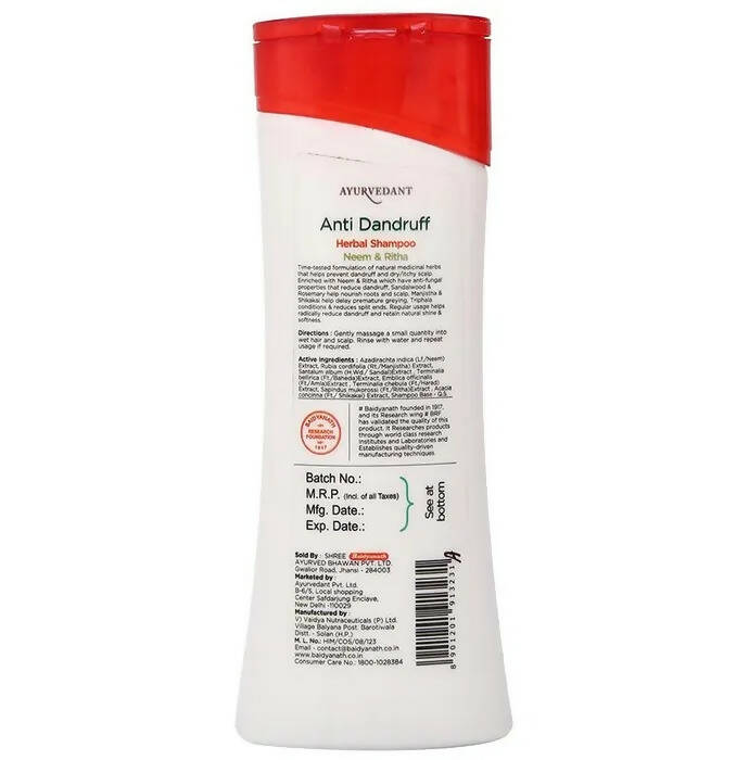 Baidyanath Jhansi Ayurvedant Herbal Anti Dandruff Shampoo