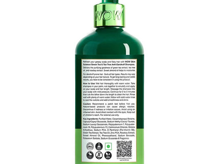 Wow Skin Science Green Tea & Tea Tree Anti-Dandruff Shampoo - 300 ml