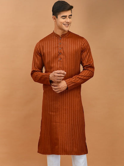 Deyann Mandarin Collar Woven Design Jacquard Kurta