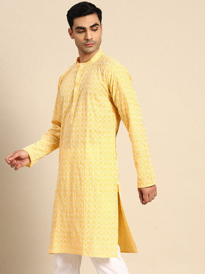 Anouk Geometric Embroidered Mandarin Collar Kurta