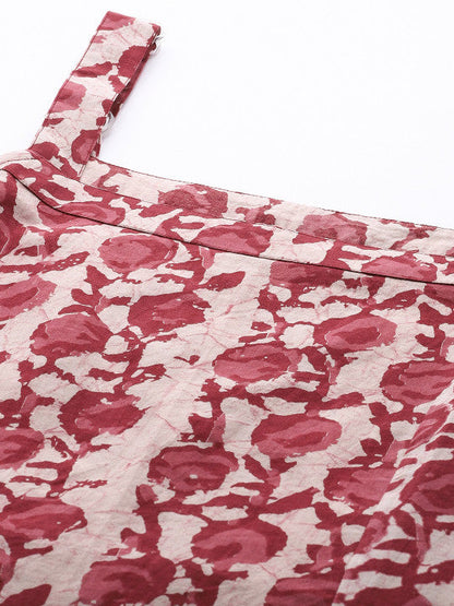 Anayna Women Pink & Magenta Printed Strappy Straight Kurta