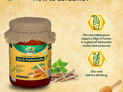 Zandu Pure Honey with Tulsi & Yashtimadhu