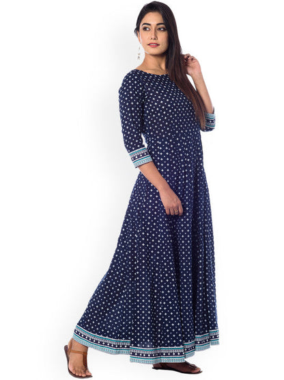 Anayna Women Navy Blue Printed Maxi Dress
