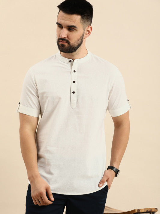 Anouk Men Solid Mandarin Collar Short Kurta
