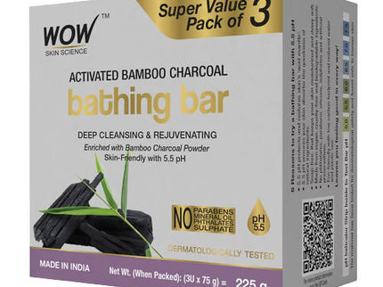 Wow Skin Science Activated Bamboo Charcoal Bathing Bar