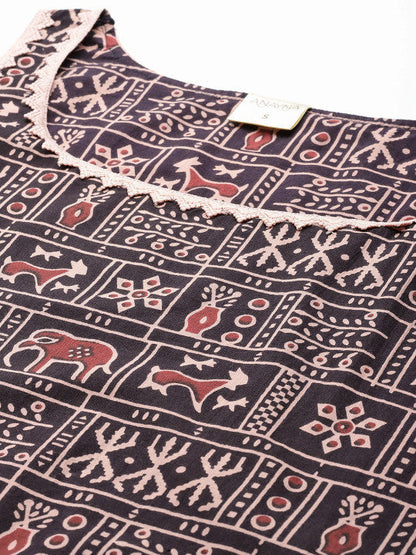Anayna Women Ethnic Motifs Printed Gotta Patti Kurta