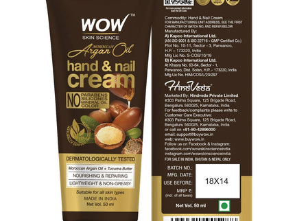 Wow Skin Science Moroccan Argan Oil Hand & Nail Cream - 50 ml