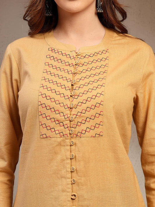 Sangria Women Embroidered Mandarin Collar Cotton Top