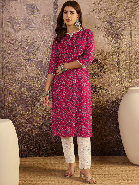 Sangria Floral Printed Pure Cotton Kurta
