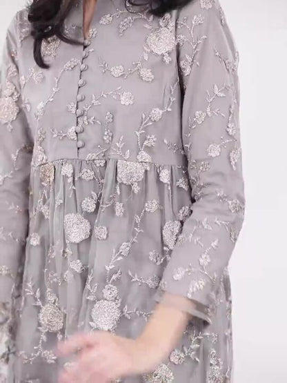 House of Pataudi Women Embroidered Thread Work Floral Anarkali Jashn Kurta