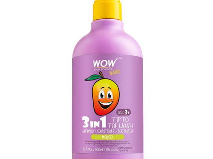 Wow Skin Science Kids Tip To Toe Wash Shampoo & Conditioner & Body Wash (Mango) - 300 ml
