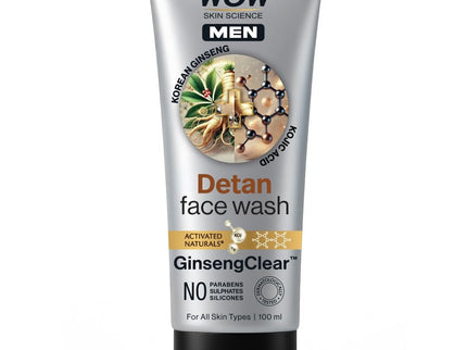 Wow Skin Science Men Detan Face Wash GinsengClear - 100 ml