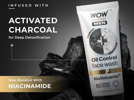 WOW Skin Science MEN CHARCOAL + NIACINAMIDE Oil-Control Face Wash