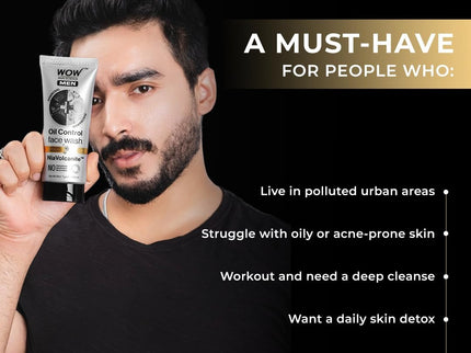 WOW Skin Science MEN CHARCOAL + NIACINAMIDE Oil-Control Face Wash