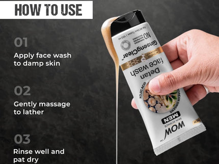 Wow Skin Science Men Detan Face Wash GinsengClear - 100 ml