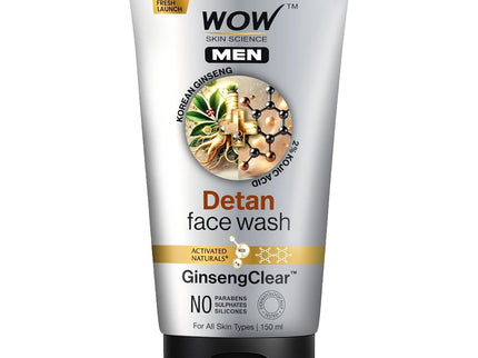 Wow Skin Science Men Detan Face Wash GinsengClear - 100 ml