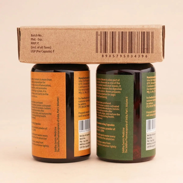 Isha Life Neem and Turmeric Capsules - 60 Caps Each