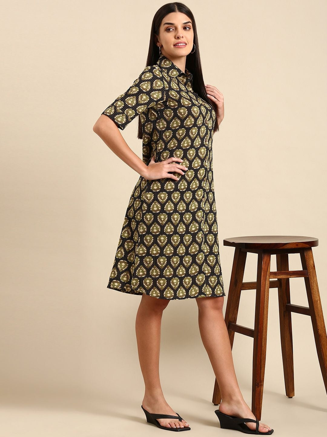 Anayna Ethnic Motifs Cotton Shirt Dress