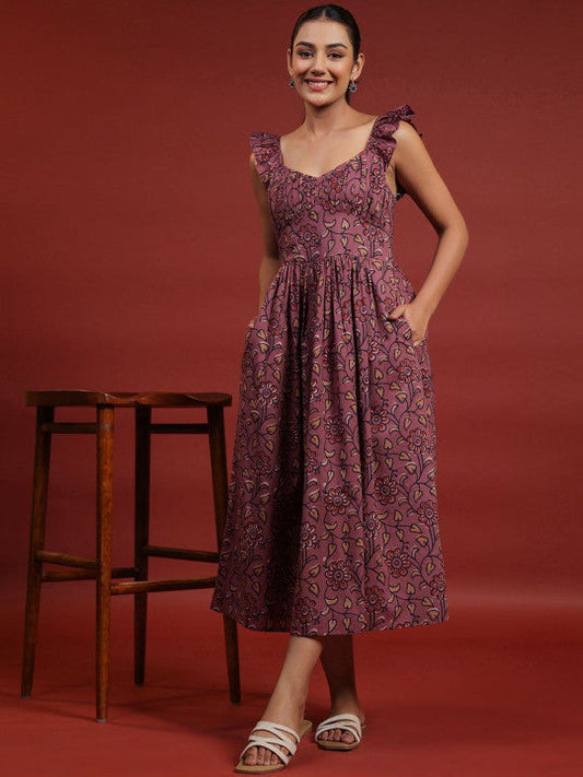 Anayna Printed Cotton Fit & Flared Maxi Ethnic Dresses