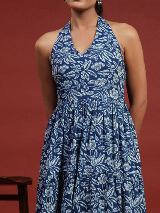 Anayna Printed Halter Neck Dress