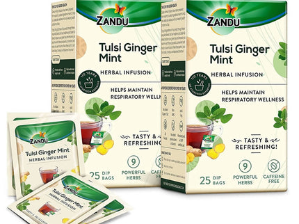 Zandu Tulsi Ginger Mint Herbal Infusion Tea