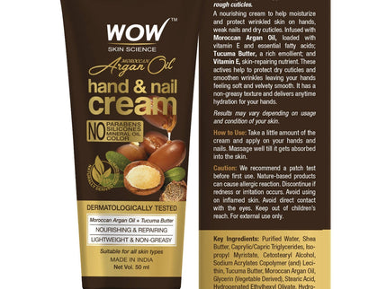 Wow Skin Science Moroccan Argan Oil Hand & Nail Cream - 50 ml