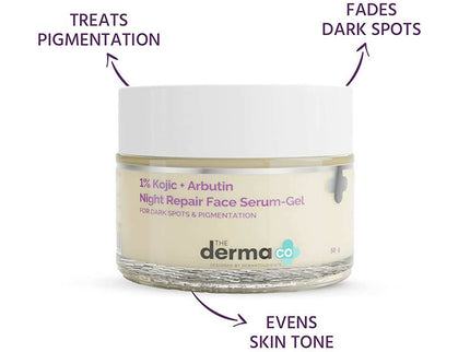 The Derma Co 1% Kojic + Arbutin Night Repair Face Serum Gel - 50 gms