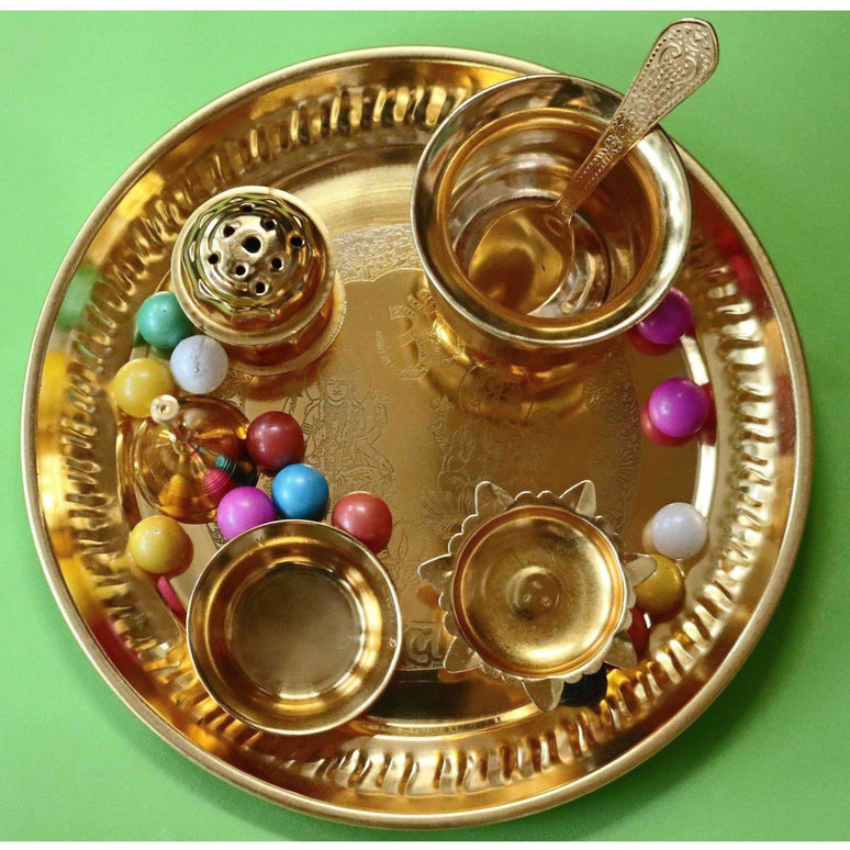 Chahat Premium Living Brass Pooja Thali Set