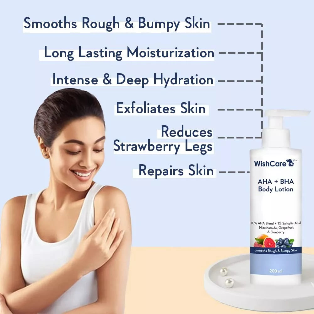 WishCare 10% AHA + 1% BHA Body Lotion Glycolic Body Lotion :- 200ml