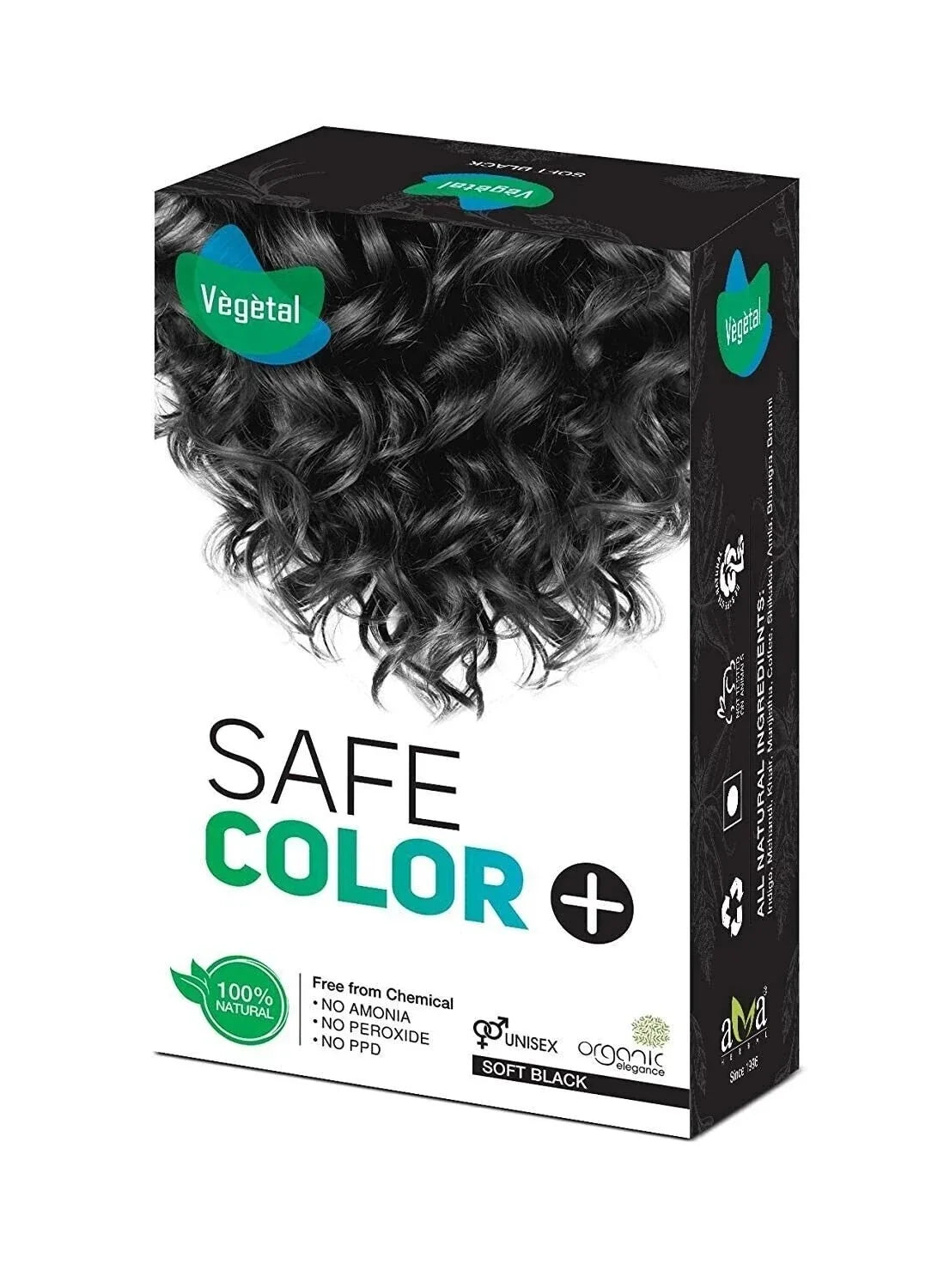 Vegetal Safe Color+ Natural Hair Color – Soft Black Natural Ammonia Free Herbal Dye