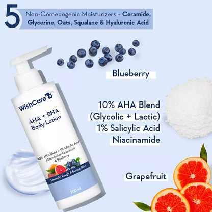 WishCare 10% AHA + 1% BHA Body Lotion Glycolic Body Lotion :- 200ml