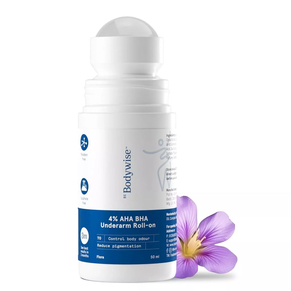 Be Bodywise 4% AHA BHA Underarm Roll on | Suitable for Sensitive Skin | 50ml