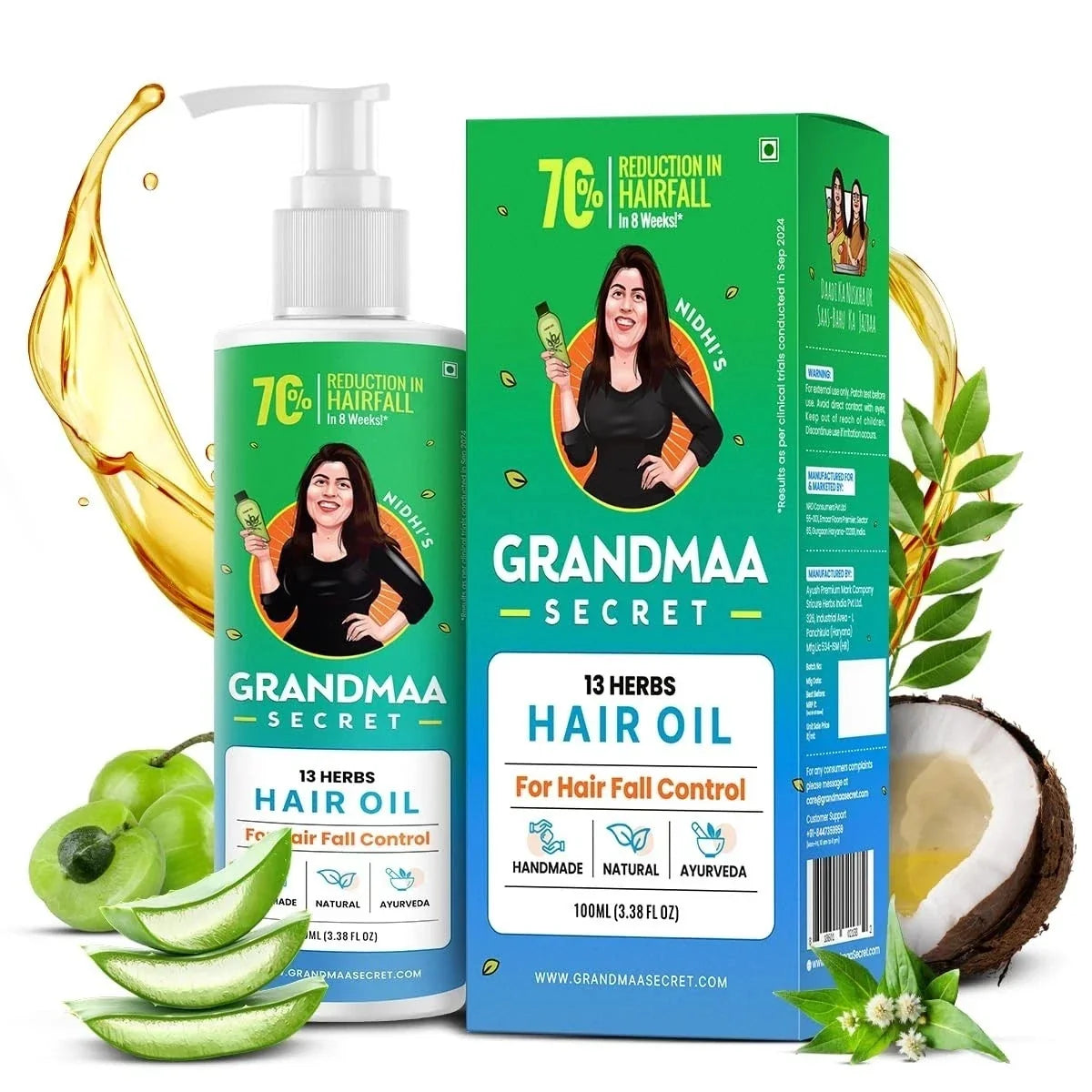 NIDHI’S GRANDMAA SECRET 13 Herbs Hair Oil For Men & Women 100mL