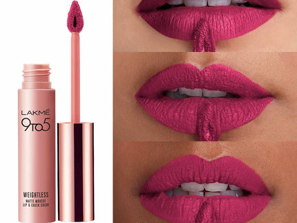 Lakme 9 To 5 Weightless Mousse Lip & Cheek Color  Fuchsia Sude - 9 gms