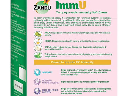 Zandu ImmU Tasty Ayurvedic Soft Chews For Kids Mango Flavour