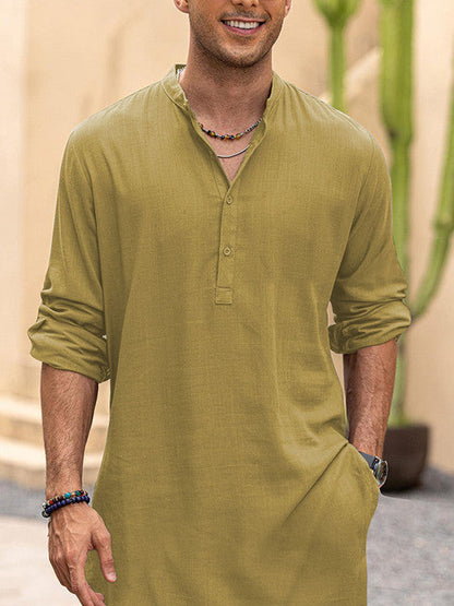 Anouk Men Solid Long Kurta Yellow