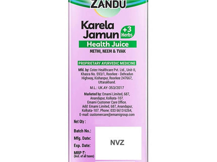 Zandu Karela Jamun + 3 Herbs Health Juice