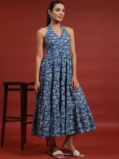 Anayna Printed Halter Neck Dress