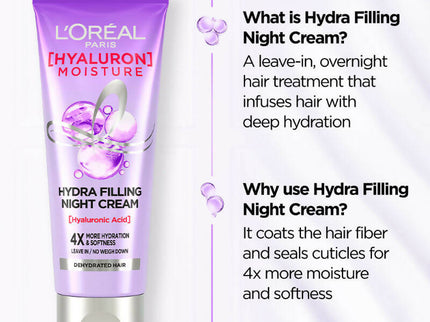 L'Oreal Paris Hyaluron Moisture Hydra Filling Night Cream Hair - 180 ml